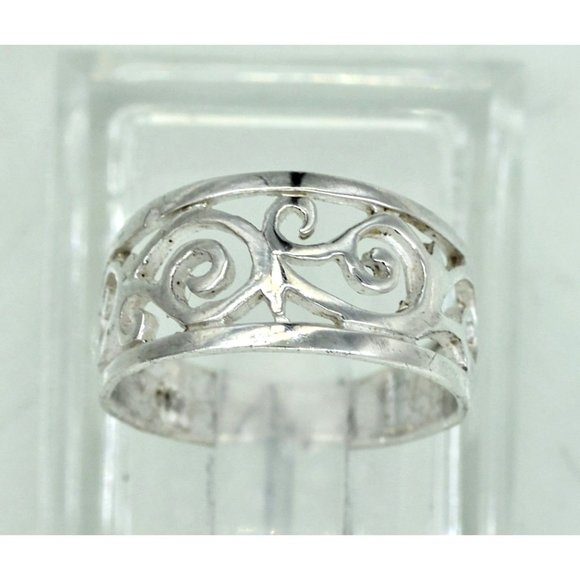 🔴925 STERLING RING scrollwork band, signed MO, vintage, size 6, 2.8 G, as is - Picture 2 of 6